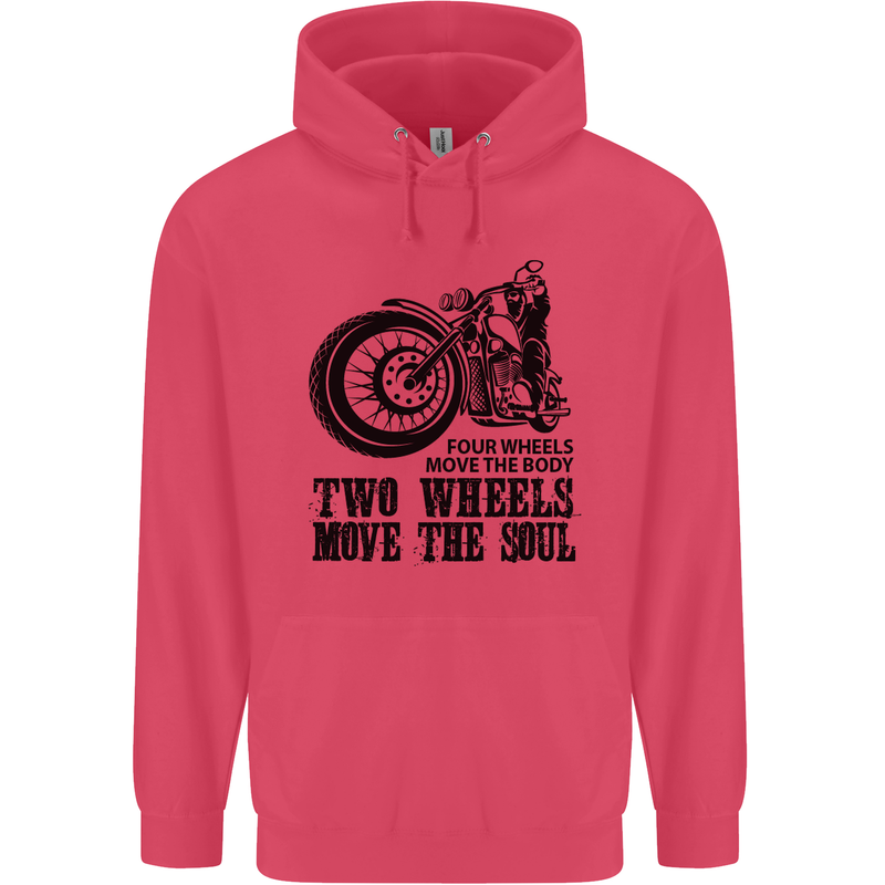 Two Wheels Move the Soul Motorcycle Biker Childrens Kids Hoodie Heliconia