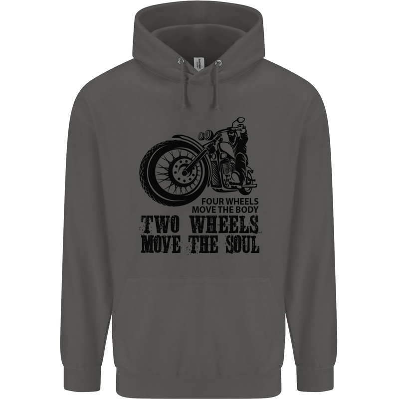 Two Wheels Move the Soul Motorcycle Biker Childrens Kids Hoodie Storm Grey