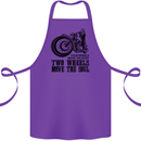 Two Wheels Move the Soul Motorcycle Biker Cotton Apron 100% Organic Purple