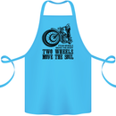 Two Wheels Move the Soul Motorcycle Biker Cotton Apron 100% Organic Turquoise