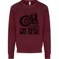 Two Wheels Move the Soul Motorcycle Biker Kids Sweatshirt Jumper Maroon