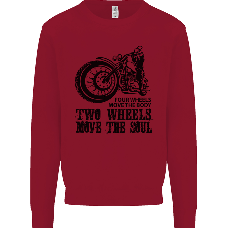 Two Wheels Move the Soul Motorcycle Biker Kids Sweatshirt Jumper Red