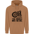 Two Wheels Move the Soul Motorcycle Biker Mens 80% Cotton Hoodie Caramel Latte