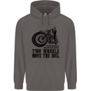 Two Wheels Move the Soul Motorcycle Biker Mens 80% Cotton Hoodie Charcoal