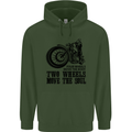 Two Wheels Move the Soul Motorcycle Biker Mens 80% Cotton Hoodie Forest Green