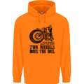 Two Wheels Move the Soul Motorcycle Biker Mens 80% Cotton Hoodie Orange