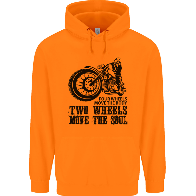 Two Wheels Move the Soul Motorcycle Biker Mens 80% Cotton Hoodie Orange