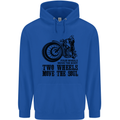 Two Wheels Move the Soul Motorcycle Biker Mens 80% Cotton Hoodie Royal Blue