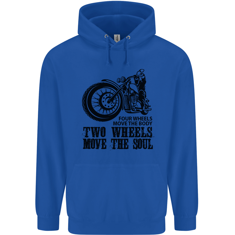 Two Wheels Move the Soul Motorcycle Biker Mens 80% Cotton Hoodie Royal Blue
