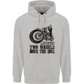 Two Wheels Move the Soul Motorcycle Biker Mens 80% Cotton Hoodie Sports Grey
