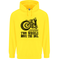 Two Wheels Move the Soul Motorcycle Biker Mens 80% Cotton Hoodie Yellow