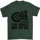 Two Wheels Move the Soul Motorcycle Biker Mens T-Shirt Cotton Gildan Forest Green