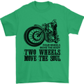 Two Wheels Move the Soul Motorcycle Biker Mens T-Shirt Cotton Gildan Irish Green