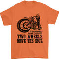 Two Wheels Move the Soul Motorcycle Biker Mens T-Shirt Cotton Gildan Orange