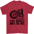 Two Wheels Move the Soul Motorcycle Biker Mens T-Shirt Cotton Gildan Red