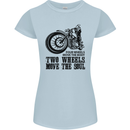 Two Wheels Move the Soul Motorcycle Biker Womens Petite Cut T-Shirt Light Blue