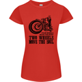 Two Wheels Move the Soul Motorcycle Biker Womens Petite Cut T-Shirt Red