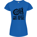 Two Wheels Move the Soul Motorcycle Biker Womens Petite Cut T-Shirt Royal Blue