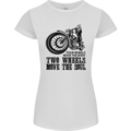 Two Wheels Move the Soul Motorcycle Biker Womens Petite Cut T-Shirt White