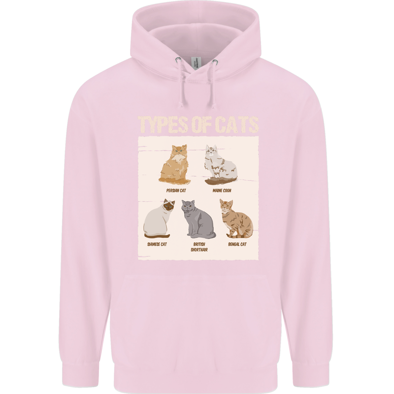 Types of Cat Persian Siamese British Bengal Childrens Kids Hoodie Light Pink