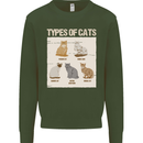 Types of Cat Persian Siamese British Bengal Kids Sweatshirt Jumper Forest Green