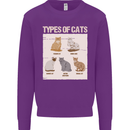 Types of Cat Persian Siamese British Bengal Kids Sweatshirt Jumper Purple