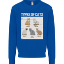 Types of Cat Persian Siamese British Bengal Kids Sweatshirt Jumper Royal Blue