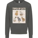 Types of Cat Persian Siamese British Bengal Kids Sweatshirt Jumper Storm Grey