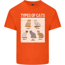 Types of Cat Persian Siamese British Bengal Kids T-Shirt Childrens Orange