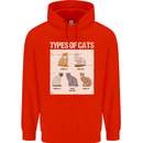 Types of Cat Persian Siamese British Bengal Mens 80% Cotton Hoodie Bright Red