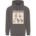 Types of Cat Persian Siamese British Bengal Mens 80% Cotton Hoodie Charcoal