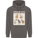 Types of Cat Persian Siamese British Bengal Mens 80% Cotton Hoodie Charcoal