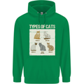 Types of Cat Persian Siamese British Bengal Mens 80% Cotton Hoodie Irish Green