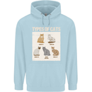 Types of Cat Persian Siamese British Bengal Mens 80% Cotton Hoodie Light Blue