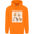 Types of Cat Persian Siamese British Bengal Mens 80% Cotton Hoodie Orange