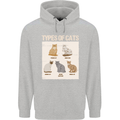 Types of Cat Persian Siamese British Bengal Mens 80% Cotton Hoodie Sports Grey