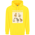 Types of Cat Persian Siamese British Bengal Mens 80% Cotton Hoodie Yellow