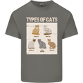 Types of Cat Persian Siamese British Bengal Mens Cotton T-Shirt Tee Top Charcoal