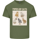 Types of Cat Persian Siamese British Bengal Mens Cotton T-Shirt Tee Top Military Green