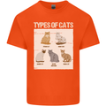 Types of Cat Persian Siamese British Bengal Mens Cotton T-Shirt Tee Top Orange