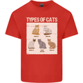 Types of Cat Persian Siamese British Bengal Mens Cotton T-Shirt Tee Top Red