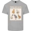 Types of Cat Persian Siamese British Bengal Mens Cotton T-Shirt Tee Top Sports Grey