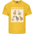 Types of Cat Persian Siamese British Bengal Mens Cotton T-Shirt Tee Top Yellow