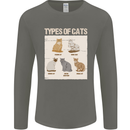 Types of Cat Persian Siamese British Bengal Mens Long Sleeve T-Shirt Charcoal