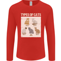 Types of Cat Persian Siamese British Bengal Mens Long Sleeve T-Shirt Red