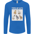 Types of Cat Persian Siamese British Bengal Mens Long Sleeve T-Shirt Royal Blue