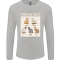 Types of Cat Persian Siamese British Bengal Mens Long Sleeve T-Shirt Sports Grey