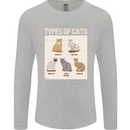 Types of Cat Persian Siamese British Bengal Mens Long Sleeve T-Shirt Sports Grey