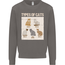 Types of Cat Persian Siamese British Bengal Mens Sweatshirt Jumper Charcoal