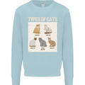 Types of Cat Persian Siamese British Bengal Mens Sweatshirt Jumper Light Blue